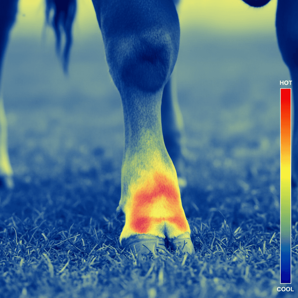 Cow leg thermal scan highlighting hoof area