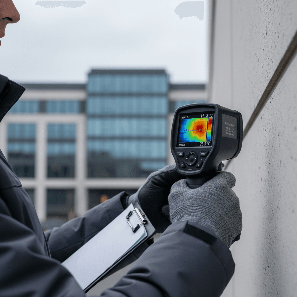 Thermal imaging screening of a horse in a barn